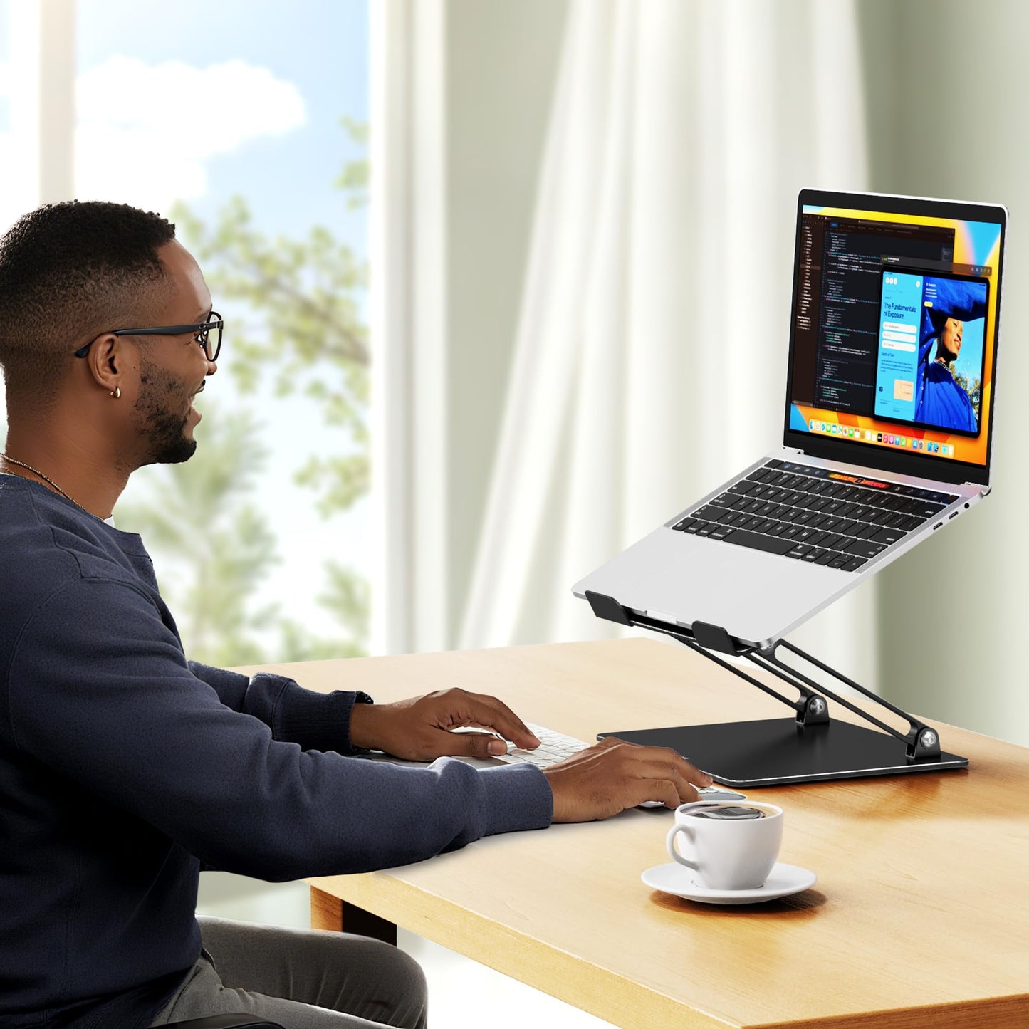 Besign LS10 Laptop Stand for Desk, Ergonomic Adjustable Notebook Tablet Stand, Riser Holder Computer Stand Compatible with Air, Pro, Dell, HP, Lenovo More 10-14" Laptops, Lapdesks (Black) 🍁 All In One Marketplace Canada