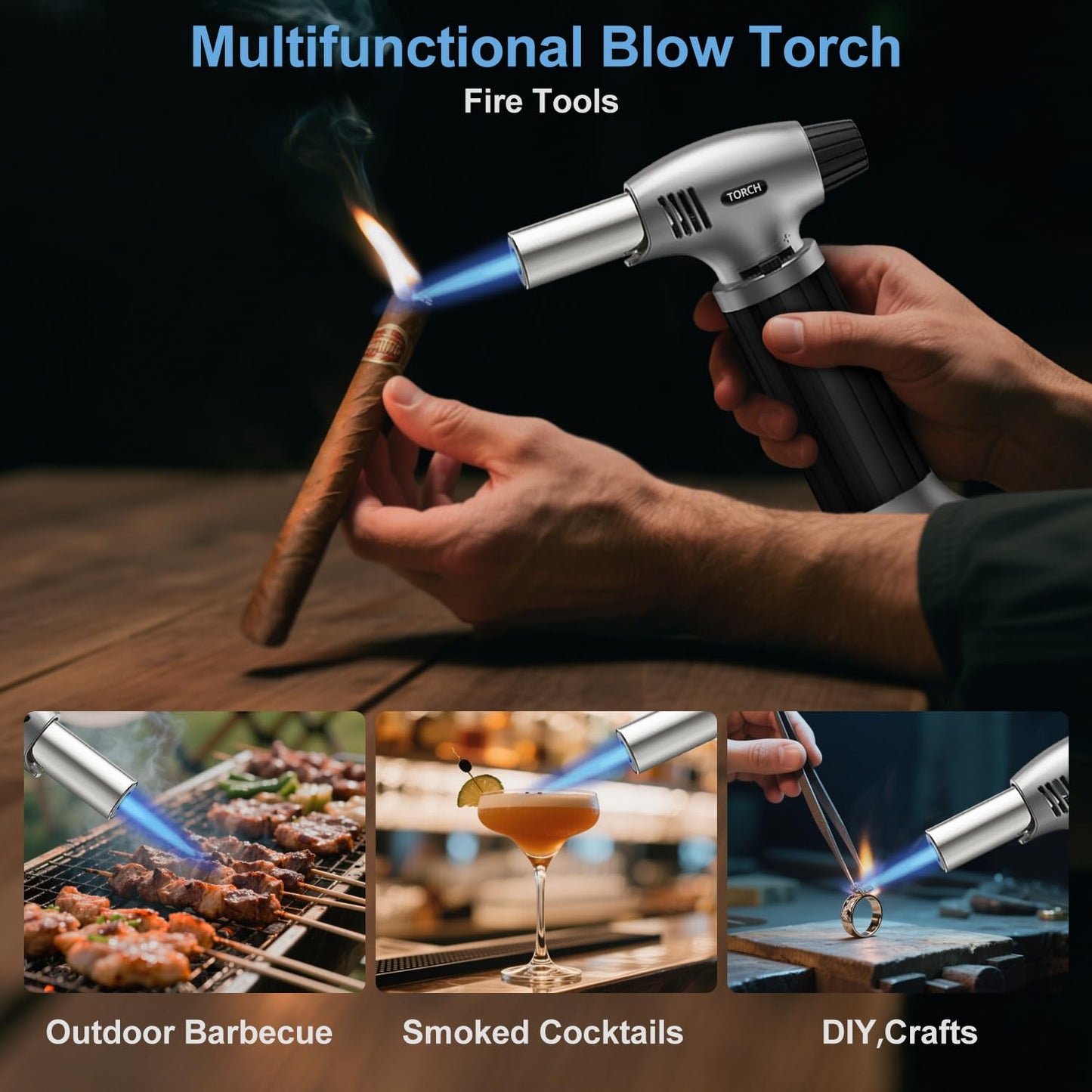 Sondiko Butane Torch, Refillable Kitchen Torch Lighter, Fit All Butane Tanks Blow Torch with Safety Lock and Adjustable Flame for Desserts, Creme Brulee, BBQ, and Baking—Butane Gas is Not Included 🍁 All In One Marketplace Canada