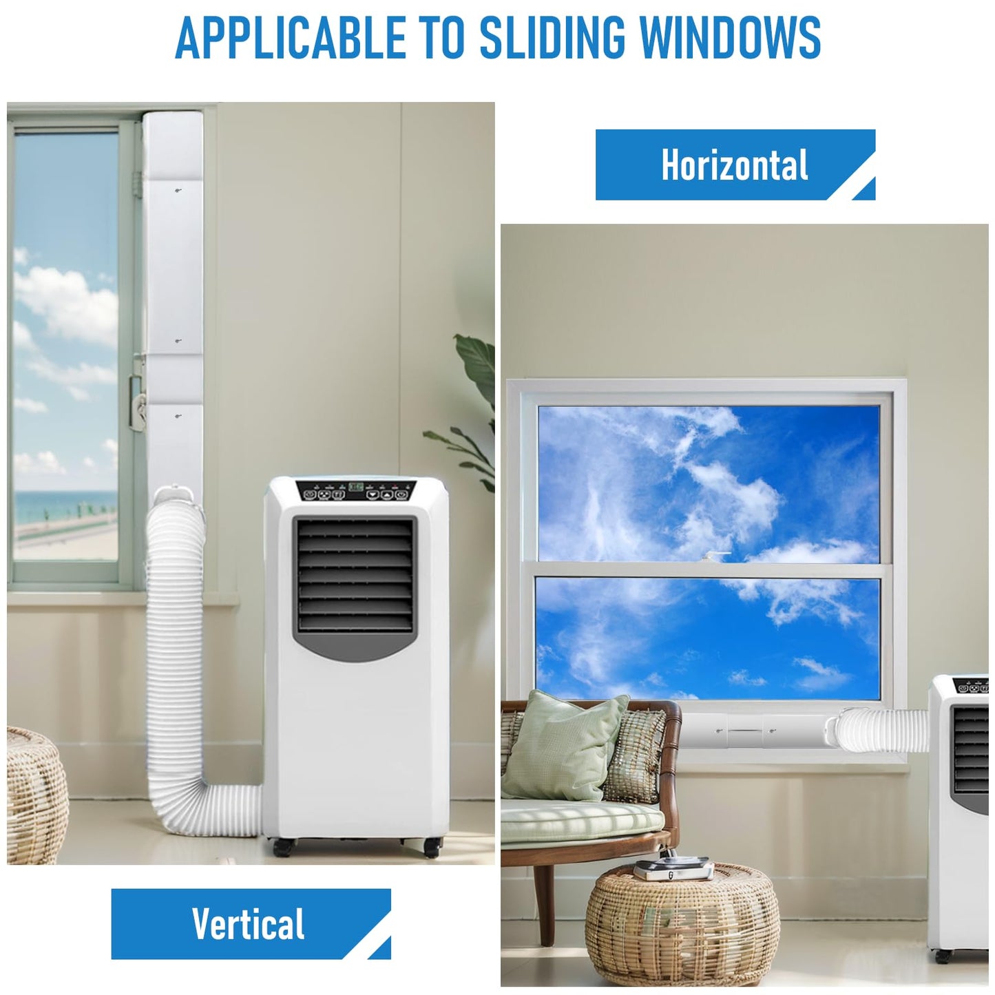 Portable Air Conditioner Window Kit with 5.9" Exhaust Hose, Portable AC Window Vent Kit for Sliding Window Seal with PVC Plate, Universal Coupler Fits 5.9 & 5.1 Inch Diameter Exhaust Hose 🍁 All In One Marketplace Canada
