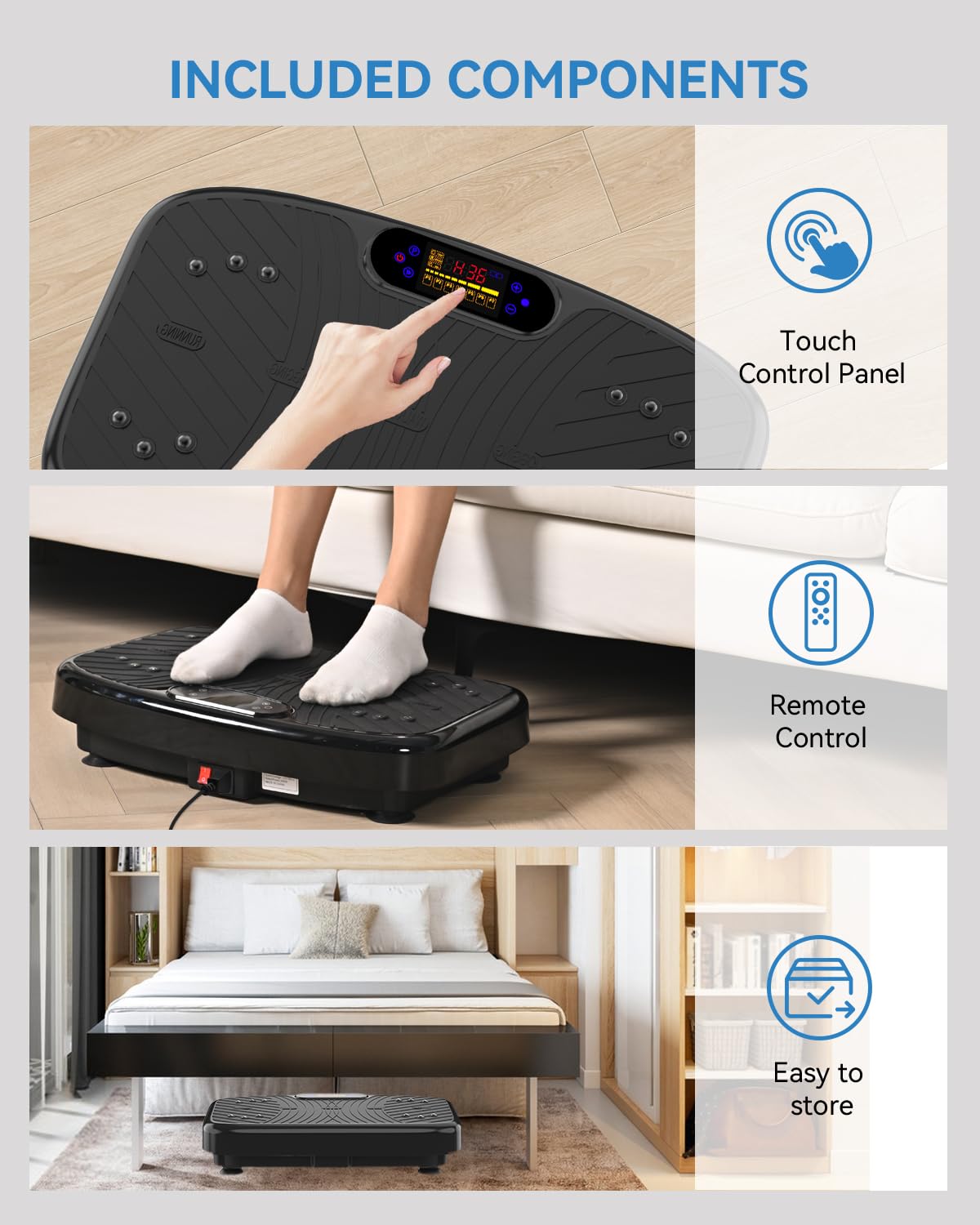 GDCOO Vibration Plate Exercise Machine, Vibrating Plate for Lymphatic Drainage, Vibrating Platform with 200 Adjustable Speeds, Fitness & Weight Loss Vibration Plate, 450 Lbs Max Capacity (Matte Black) 🍁 All In One Marketplace Canada