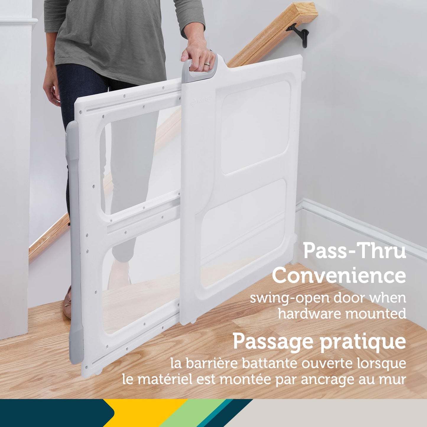 Safety 1st Perfect Fit Gate, Pressure or Hardware installed - Fits Spaces Between 28" and 42" Wide, 28" Tall. Pivoting Bumper For Uneven Openings, Solid Panel Design, Perfect for babies and Pets, White 🍁 All In One Marketplace Canada