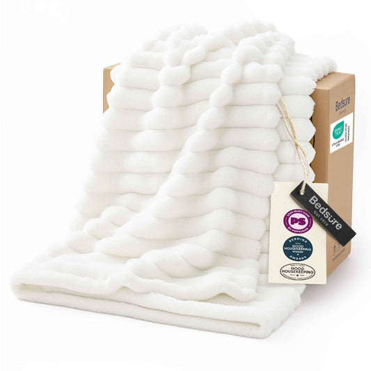 Bedsure Throw Blankets Room Decor - Women Birthday Gift, Soft Fluffy Fleece Cozy Fuzzy Plush Warm White Blanket for Couch Sofa Bed, Bedroom Livingroom Decor, Gifts for Friends, 50x60 🍁 All In One Marketplace Canada