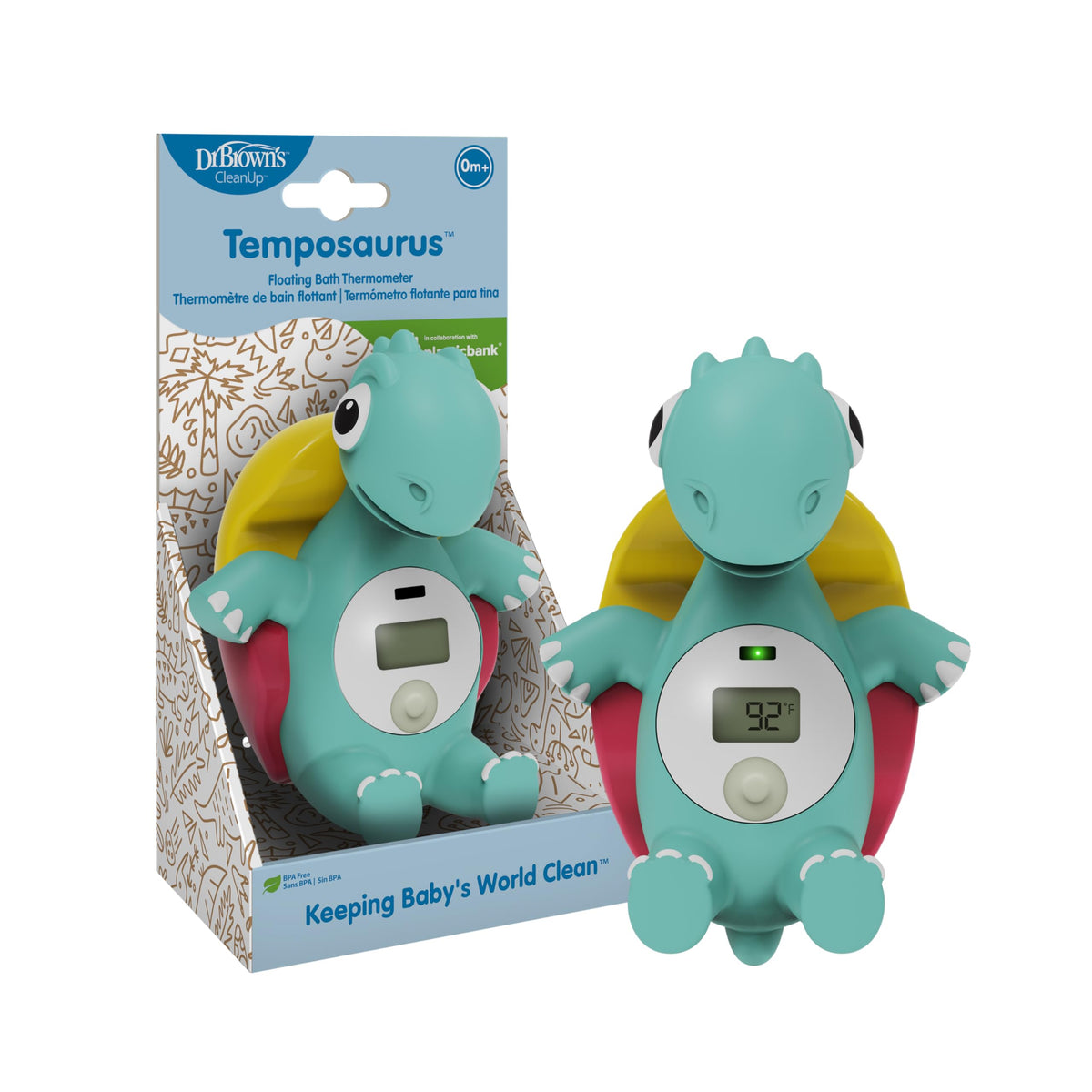 Dr. Brown's CleanUp Temposaurus Floating Bath Thermometer for Accurately Measuring Baby’s Bath Water Temperature, BPA Free 🍁 All In One Marketplace Canada