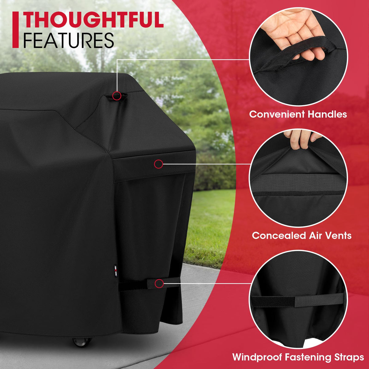 UNICOOK BBQ Cover 60 Inch, Heavy Duty Waterproof Housse BBQ, Special Fade and UV Resistant Outdoor Barbecue Grill Cover, Barbecue Accessories Compatible for Weber Char-Broil Nexgrill and More 🍁 All In One Marketplace Canada
