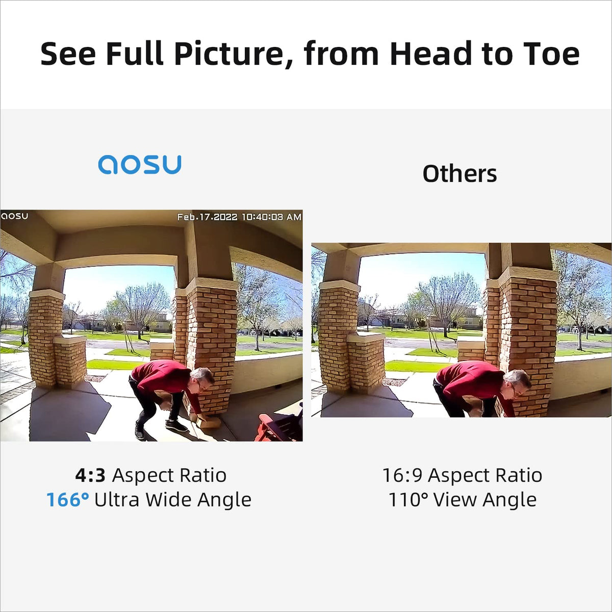 AOSU Doorbell Camera Wireless Outdoor, Battery-Powered Video Doorbell with Chime, 2K Resolution, Save Locally or to The Cloud, 2.4GHz WiFi, 180-Day Battery Life, Work with Alexa & Google Assistant 🍁 All In One Marketplace Canada