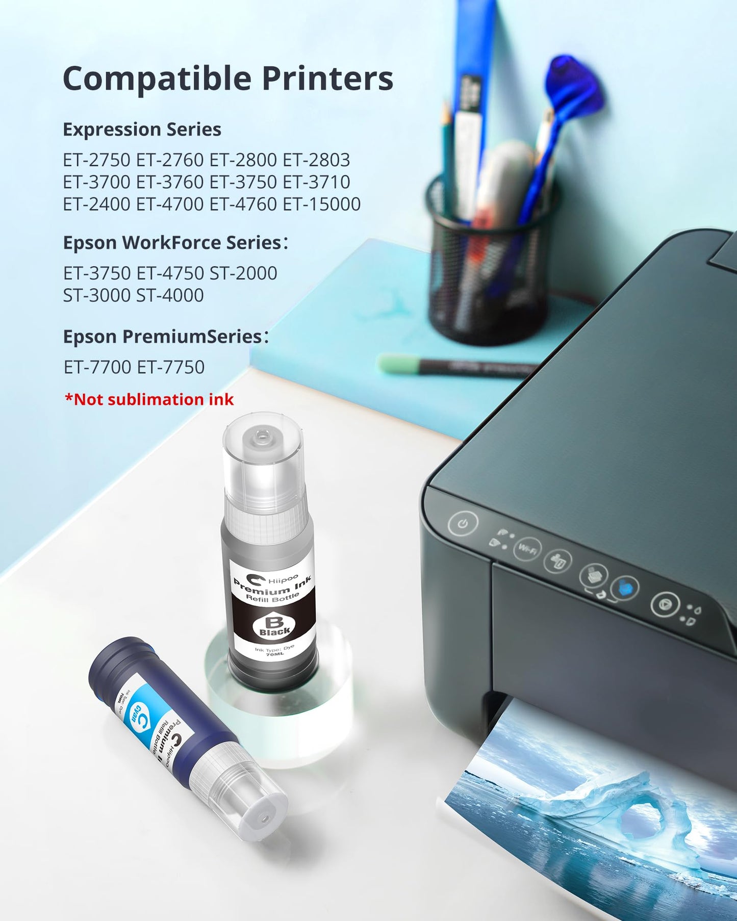 Hiipoo Refill Ink Bottle Replacement for T502 502 Ink for Epson ET-2750 ET2720 ET-2803 ET-2800 ET-2980 ET-3750 ET-4750 ET-3760 ET-4760 ET-2850 ET-4800 ET-3700 ET-15000 Printer 🍁 All In One Marketplace Canada