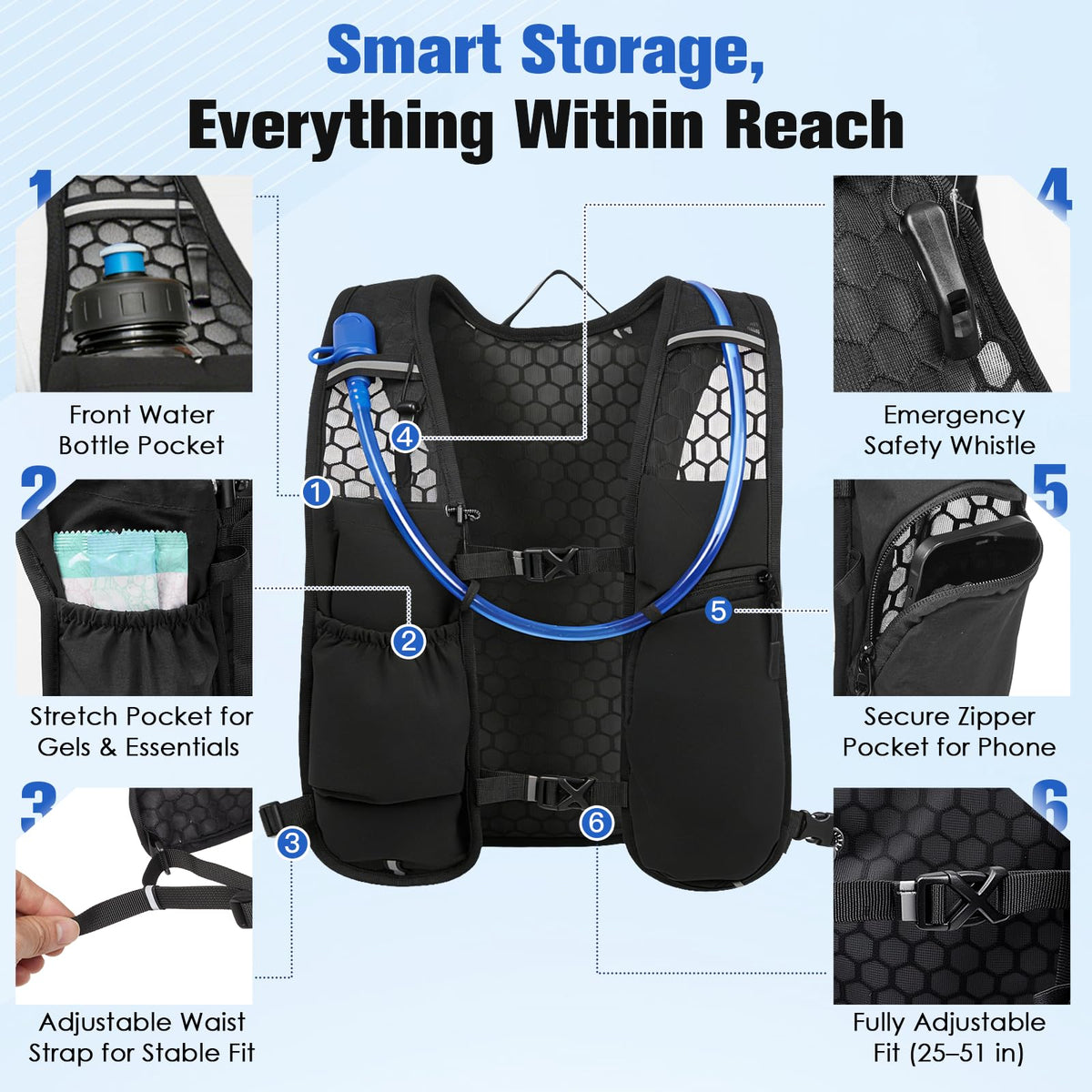 Zacro Running Vest for Men Women, Lightweight Hydration Vest with 2L Water Bladder, Adjustable No Bounce Fit, Breathable Reflective Vest for Marathon, Trail, Hiking, Cycling 🍁 All In One Marketplace Canada