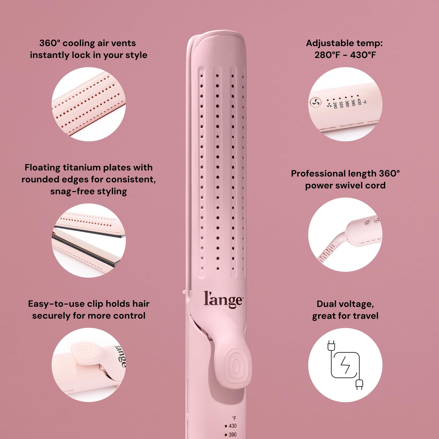 L'ANGE HAIR Le Duo Grande 360° Airflow Styler | 2-in-1 Curling Wand & Titanium Flat Iron Hair Straightener | Professional Hair Curler with Cooling Air Vents to Lock in Style | Adjustable Temp 🍁 All In One Marketplace Canada