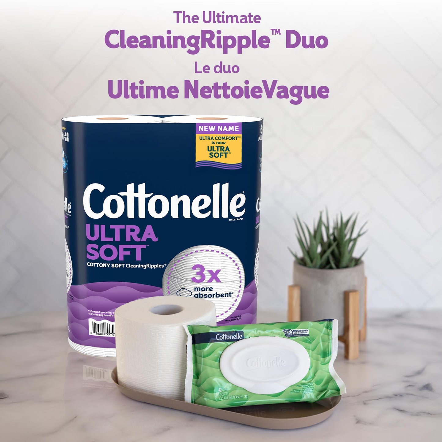 Cottonelle Toilet Paper, 24 Mega Rolls = 96 Regular Rolls, Ultra Soft (Formerly Ultra Comfort), Soft Bathroom Tissue, 244 Sheets per Roll, Packaging May Vary 🍁 All In One Marketplace Canada