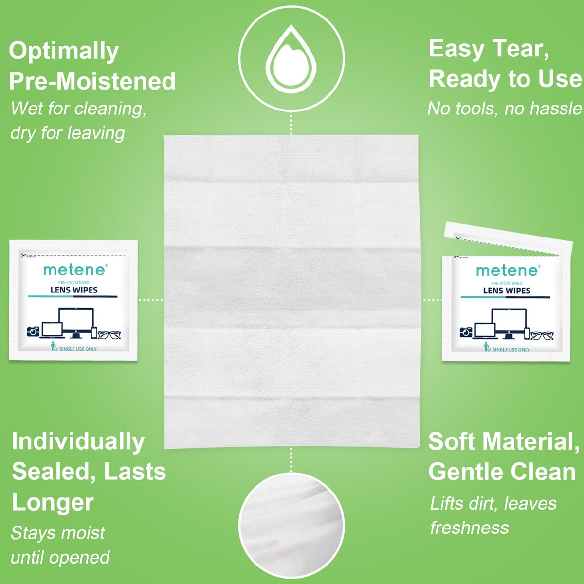 Metene Lens Wipes, 300 Pre-Moistened Individually Wrapped Glasses Wipes 🍁 All In One Marketplace Canada