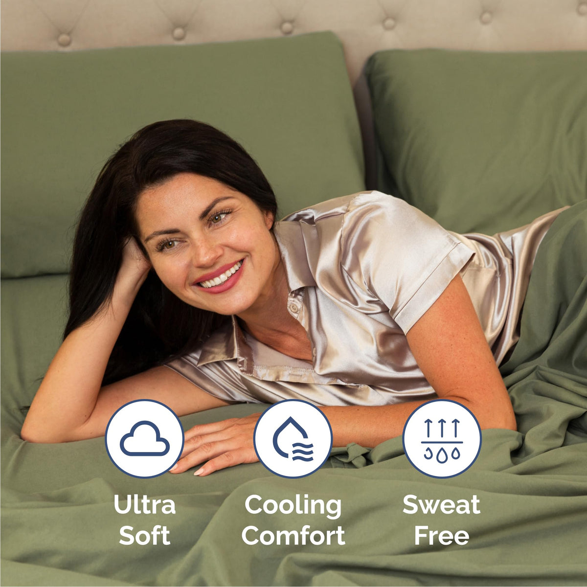 Queen Size 4 Piece Sheet Set - Comfy Breathable & Cooling Sheets - Hotel Luxury Bed Sheets for Women & Men - Deep Pockets, Easy-Fit, Soft & Wrinkle Free Sheets - Sage Green Oeko-Tex Bed Sheet Set 🍁 All In One Marketplace Canada