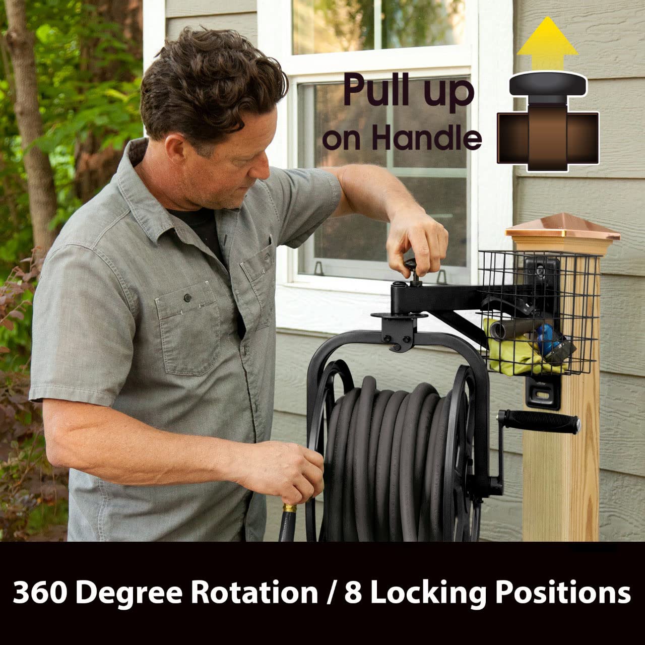 Liberty Garden 712-B Single Arm Navigator Multi-Directional Garden Hose Reel, Holds 125-Feet of, 5/8-Inch, Black, Height: 22.00", Width: 20.25", Depth: 18.6", Weight: 12.50 lbs 🍁 All In One Marketplace Canada