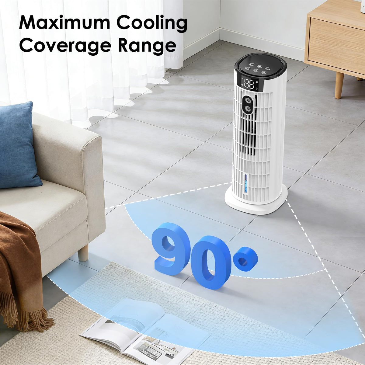 Portable Air Conditioner,1000ML Tower Fan with Remote,4-IN-1 Evaporative Air Cooler with 3 Wind Speeds&Turbo Mode,2 Mist,10H Timer,90° Oscillation Portable AC for Home,Office 🍁 All In One Marketplace Canada