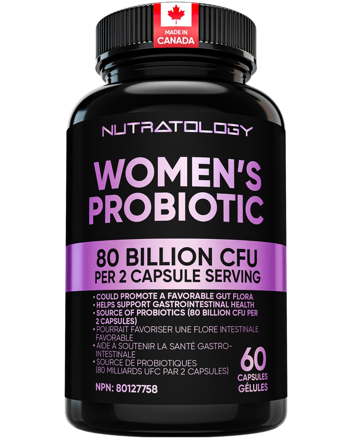 Nutratology® Probiotics for Women | Canadian-Made | 40 Billion CFUs per Capsule | Bloating Relief & Digestion | 4 Strains of Women's Probiotic for Gut Health | 60 Capsules 🍁 All In One Marketplace Canada