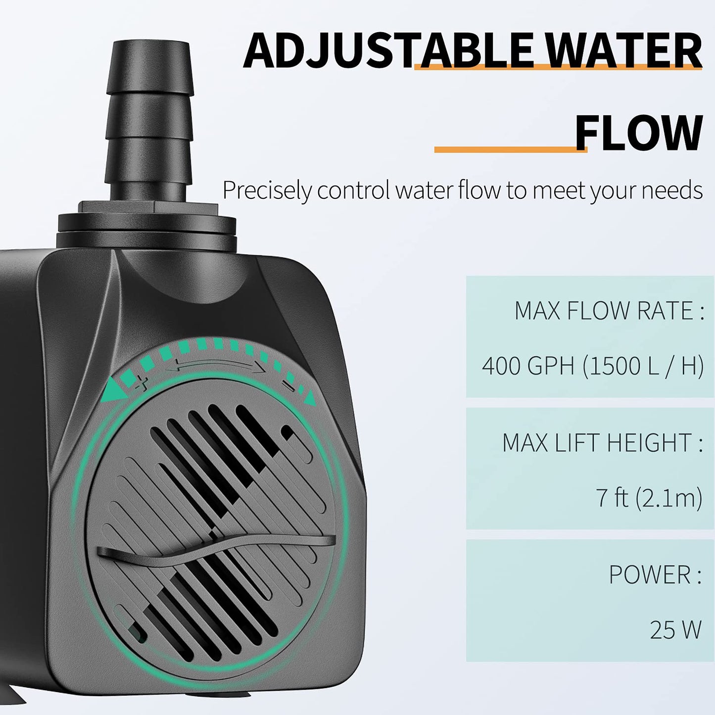 Pawfly 400 GPH Submersible Water Pump 25W 7ft. High Lift Quiet Pump with 6ft Power Cord for Fountain Aquarium Fish Tank 🍁 All In One Marketplace Canada