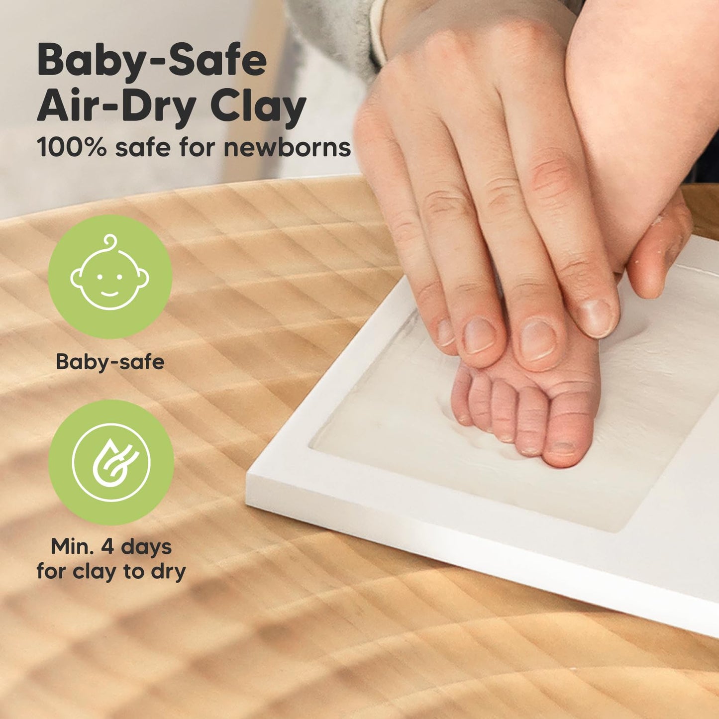 Baby Hand and Footprint Kit - Clay Handprint Keepsake Frame, Newborn Nursery Picture Frame, Personalized New Mom Gifts for Baby Shower & Registry (Alpine White) 🍁 All In One Marketplace Canada