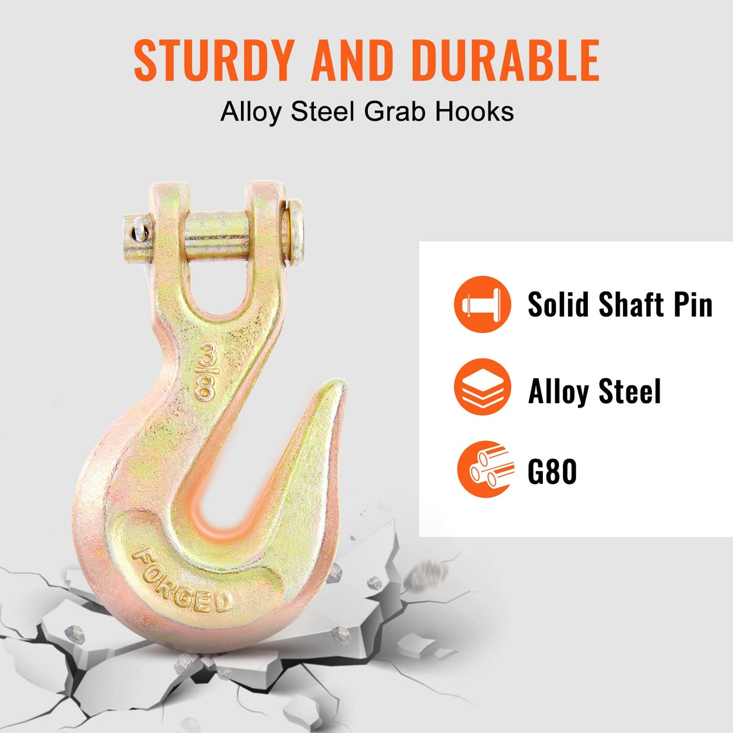 VEVOR Transport Binder Chain, 7100 lbs Working Load Limit, 3/8'' x 20' G80 Tow Chain Tie Down with Grab Hooks, DOT Certified, Galvanized Coating Manganese Steel for Dock Factory Construction Site 🍁 All In One Marketplace Canada