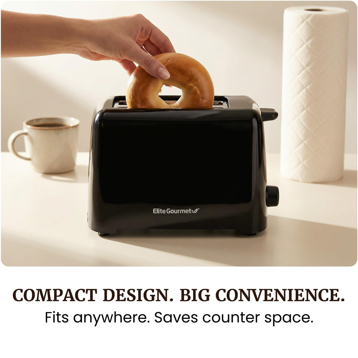 Elite Gourmet 2-Slice Cool Touch Toaster – 6 Browning Levels, Extra Wide 1.25” Slots for Bagels & Thick Bread, Cancel Function, Compact, ETL Certified, Black 🍁 All In One Marketplace Canada