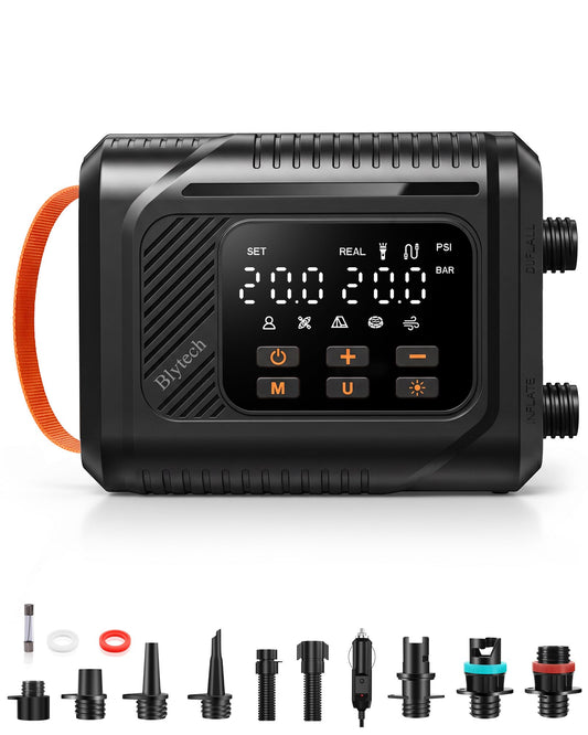 12V DC Paddle Board Pump, Electric Portable SUP Air Pump with Car Cigarette Lighter, Preset Pressure & Auto-Off, Dual-Stage Fast Inflate/Deflate, 20 PSI Max, 7 Nozzles for Paddleboards, Kayaks, Boats. 🍁 All In One Marketplace Canada