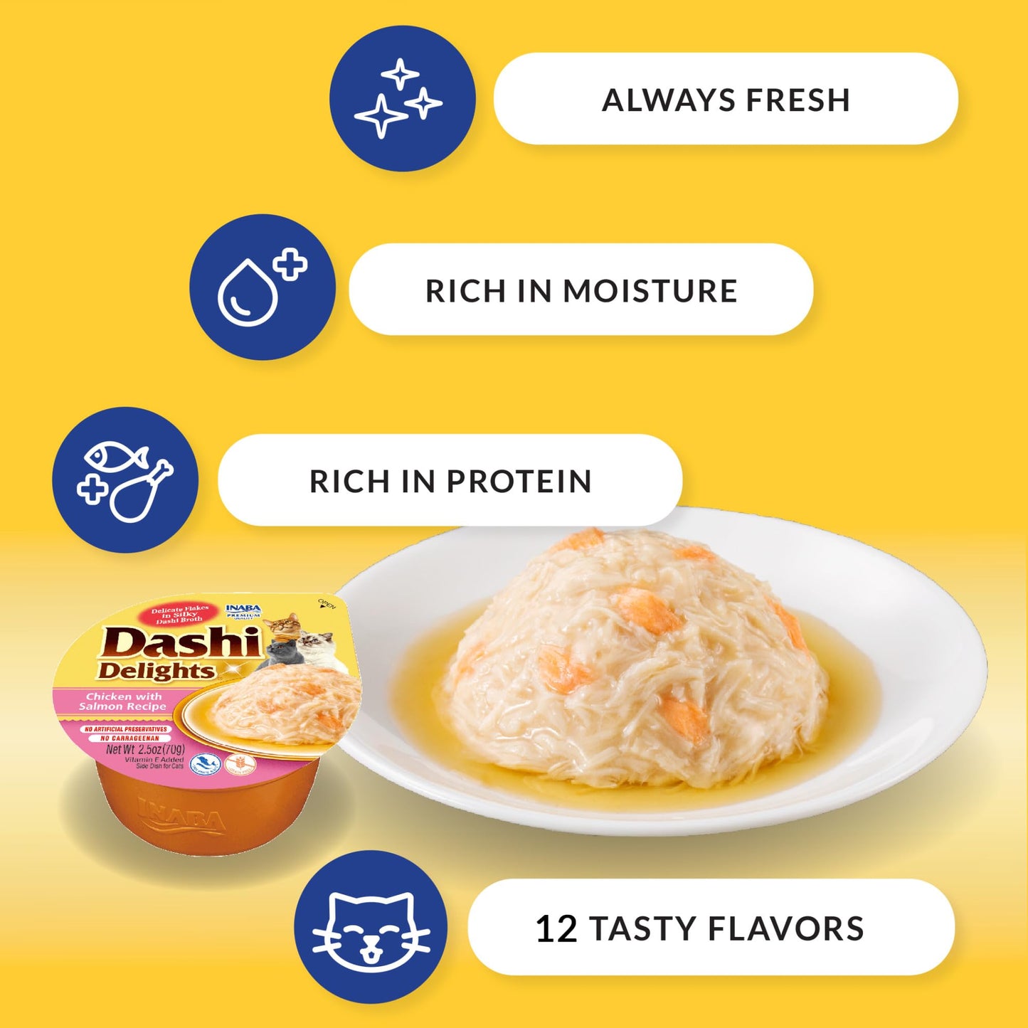 INABA Dashi Delights for Cats, 70 gram Cup, 12 Cups Total, Seafood Variety 🍁 All In One Marketplace Canada