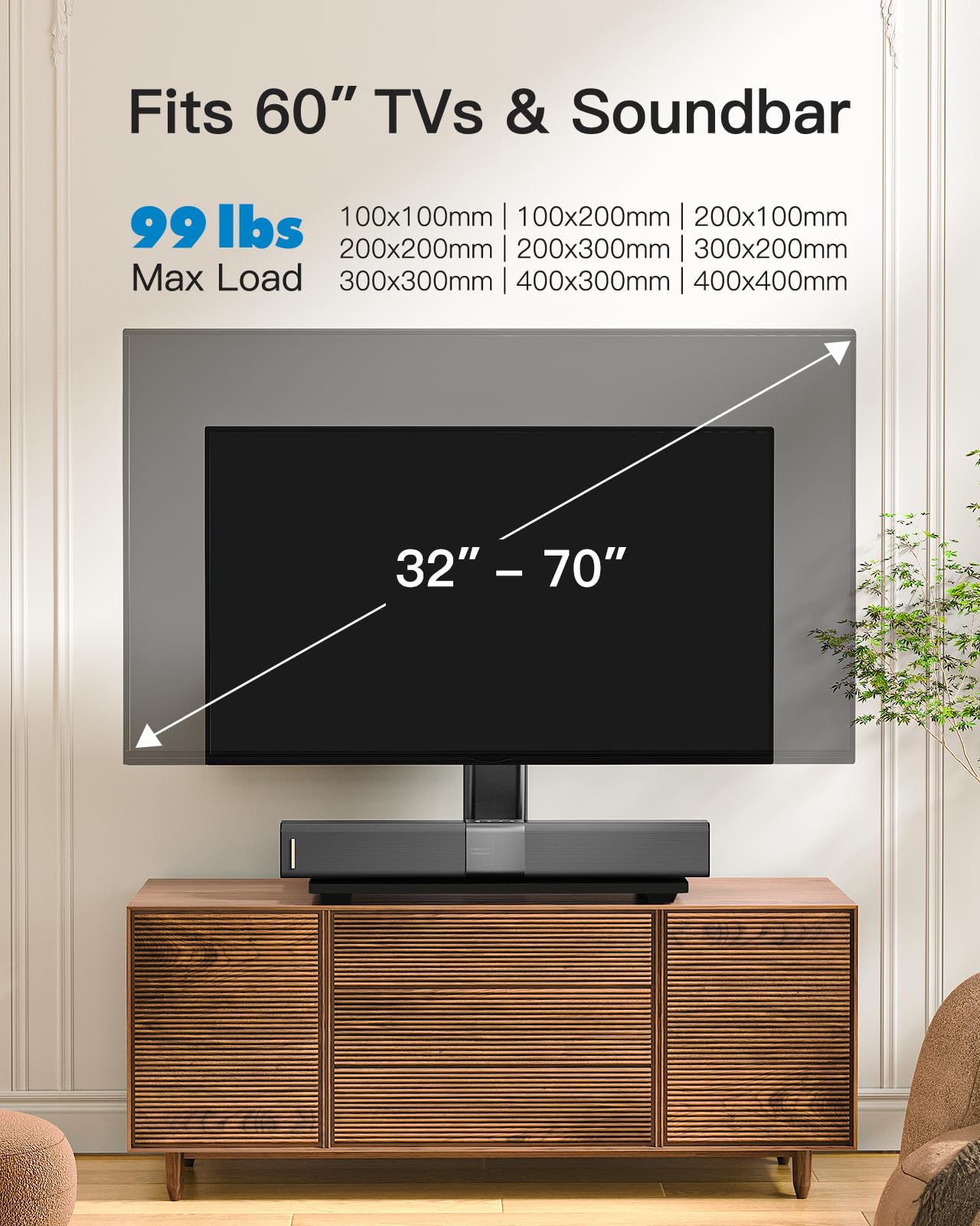 PERLESMITH Universal TV Stand Legs for 32-70 inch TVs, Table Top TV Stand up to 99 lbs, Height Adjustable Television TV Mount, Universal TV Base for Livingroom & Bedroom, VESA 400x400mm PSTVS04 🍁 All In One Marketplace Canada
