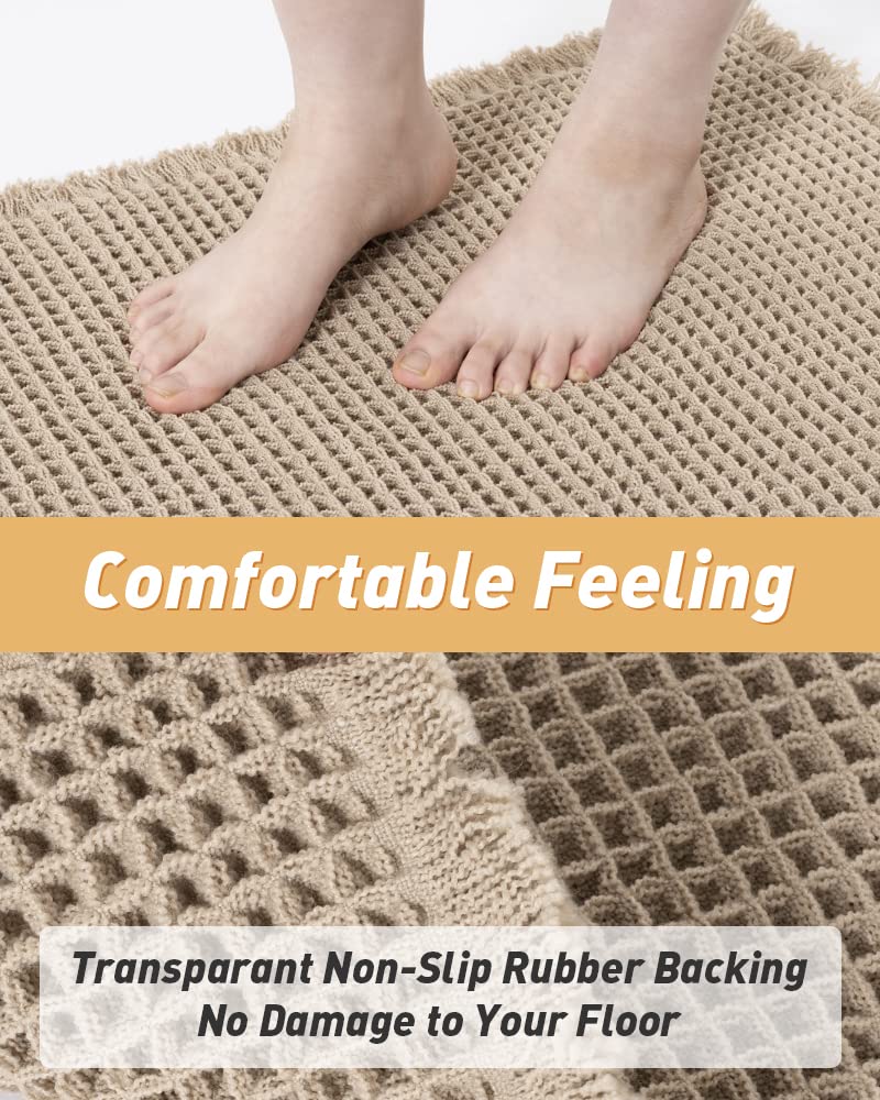 Rvolst Bath Mat Rug for Bathroom Waffle Woven Bathroom Mat Super Absorbent Machine Washable Non Slip Farmhouse Boho Bathroom Rug 46x77cm Brown 🍁 All In One Marketplace Canada