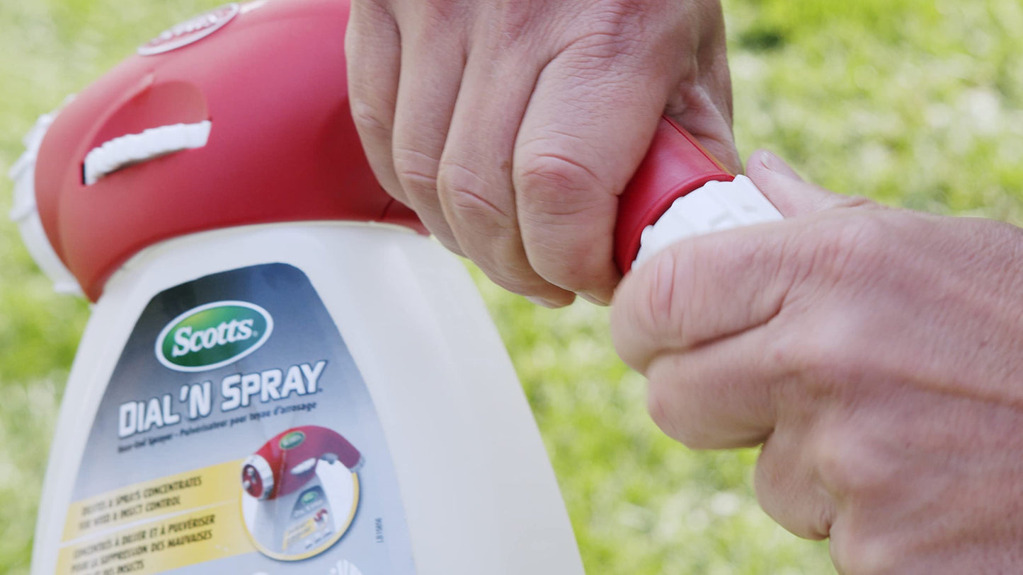 Scotts Dial N Spray Hose-End Sprayer with Accu-Set Dial: Precise Weed, Bug & Fungus Application, No Mix, No Measure, 25 ft Jet Spray, Ergonomic Trigger 🍁 All In One Marketplace Canada