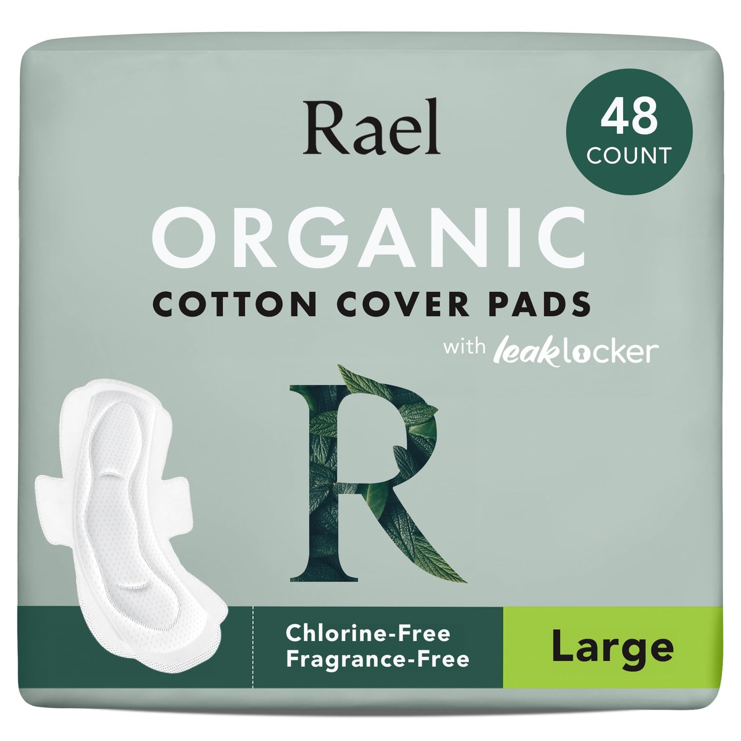 Rael Organic Cotton Cover Pads - Heavy Absorbency, Unscented, Ultra Thin Pads with Wings for Women (Large, 48 Count) 🍁 All In One Marketplace Canada