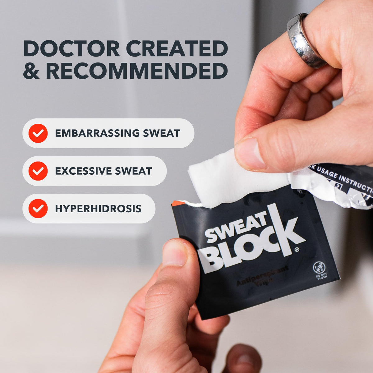 SweatBlock Clinical Strength Antiperspirant Wipes- Treat Hyperhidrosis & Excessive Sweating - Up to 7 Days Protection Per Wipe - 10 count - Unisex 🍁 All In One Marketplace Canada