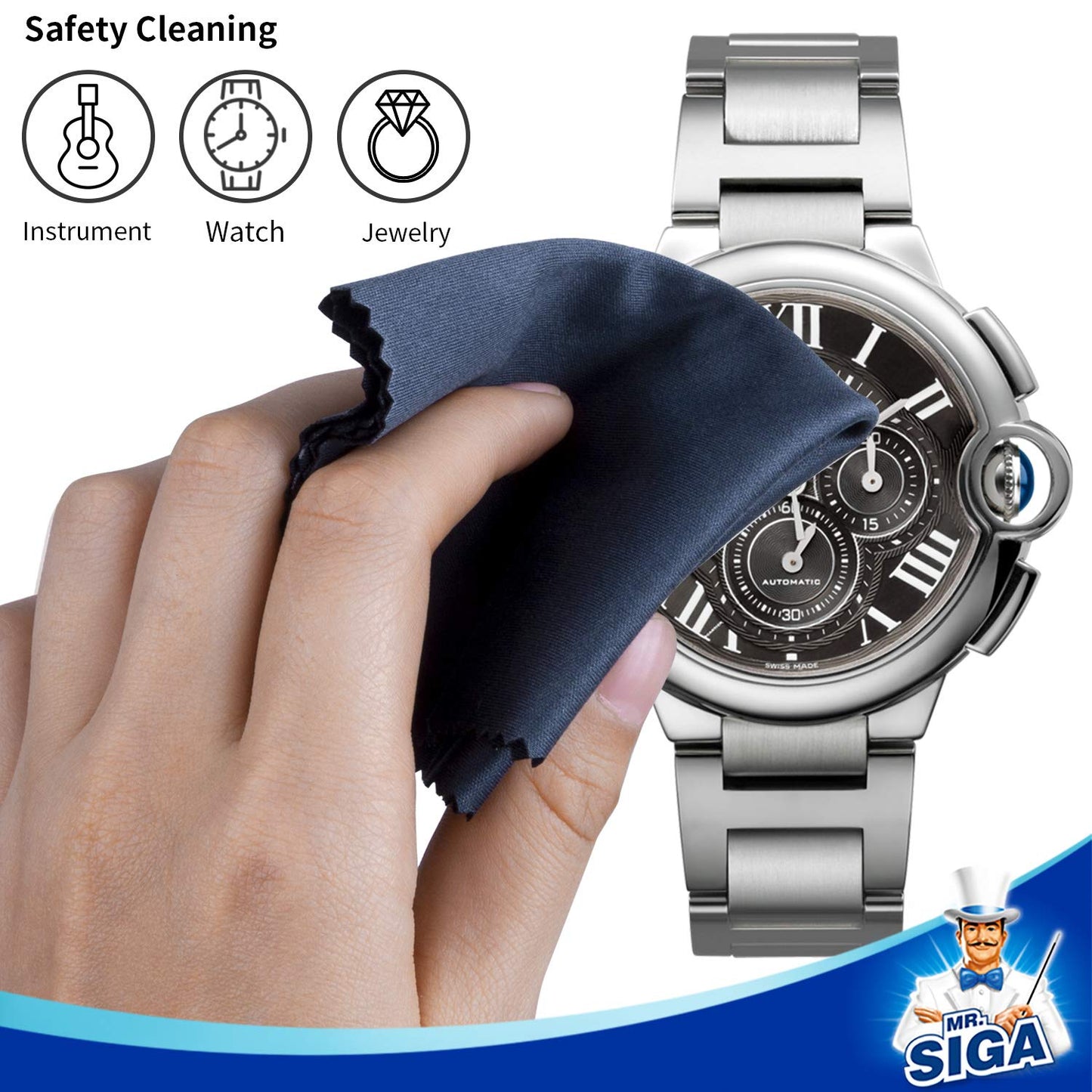 MR.SIGA Premium Microfiber Cleaning Cloths for Lens, Eyeglasses, Screens, Tablets, Glasses, 12 Pack, 6 x 7 inches (15 x 18 cm), Navy/Gray 🍁 All In One Marketplace Canada