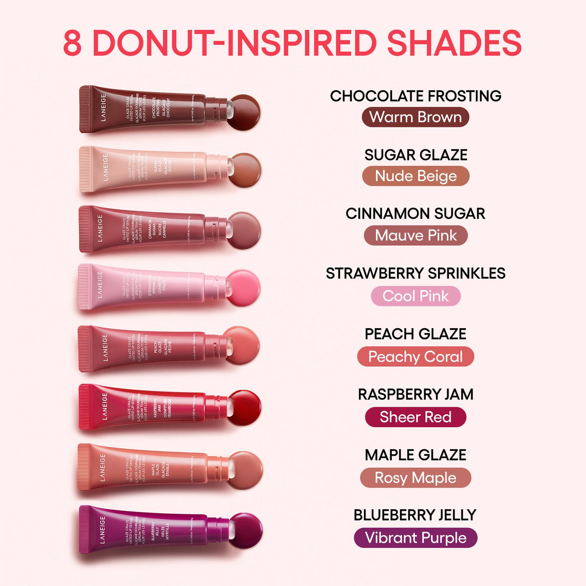 LANEIGE Glaze Craze Tinted Lip Serum, Strawberry Sprinkles: Hydrating Serum for Glossy, Nourished Lips with Plumping Polypeptides, 0.42 oz 🍁 All In One Marketplace Canada