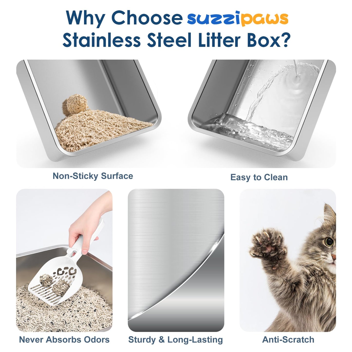 Suzzipaws XL Enclosed Stainless Steel Cat Litter Box for Big Cats 🍁 All In One Marketplace Canada