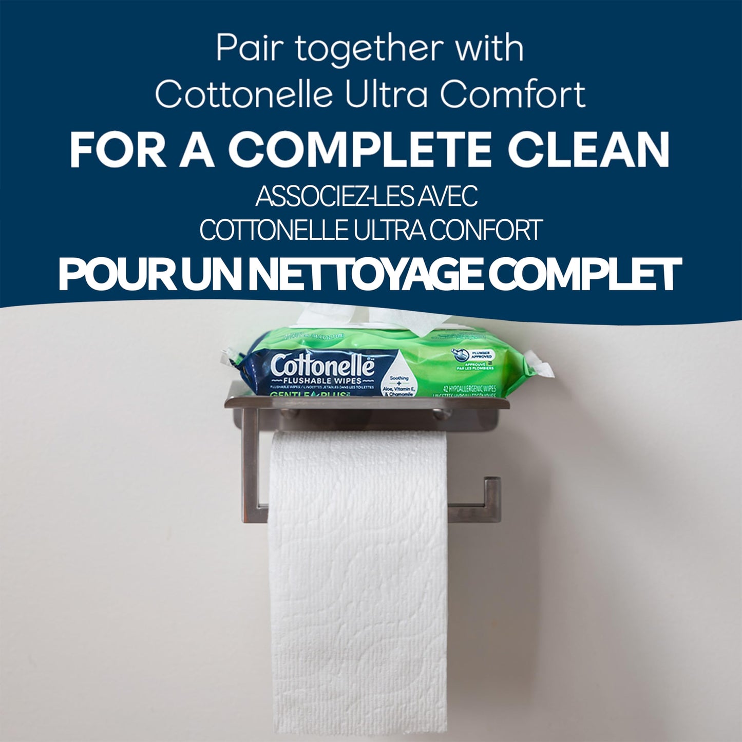 Cottonelle GentlePlus Flushable Wet Wipes with Aloe & Vitamin E, Adult Wet Wipes, 8 Flip-Top Packs, 42 Wipes per Pack (336 Total Flushable Wipes) 🍁 All In One Marketplace Canada