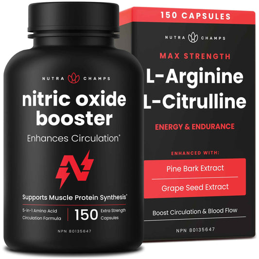 Nitric Oxide Supplement – L-Arginine, L-Citrulline Malate, AAKG, Pine Bark & Grape Seed Extract – Extra Strength Nitric Oxide Booster for Men – Supports Energy, Circulation, Stamina (Pack Of 1) 🍁 All In One Marketplace Canada