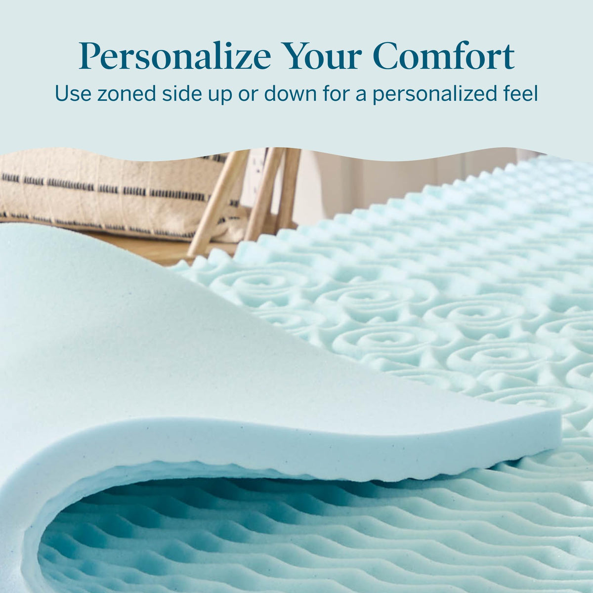 LUCID 2 Inch Gel Memory Foam Plush - Cooling Targeted Convoluted Comfort Zones Mattress Topper - Queen 🍁 All In One Marketplace Canada