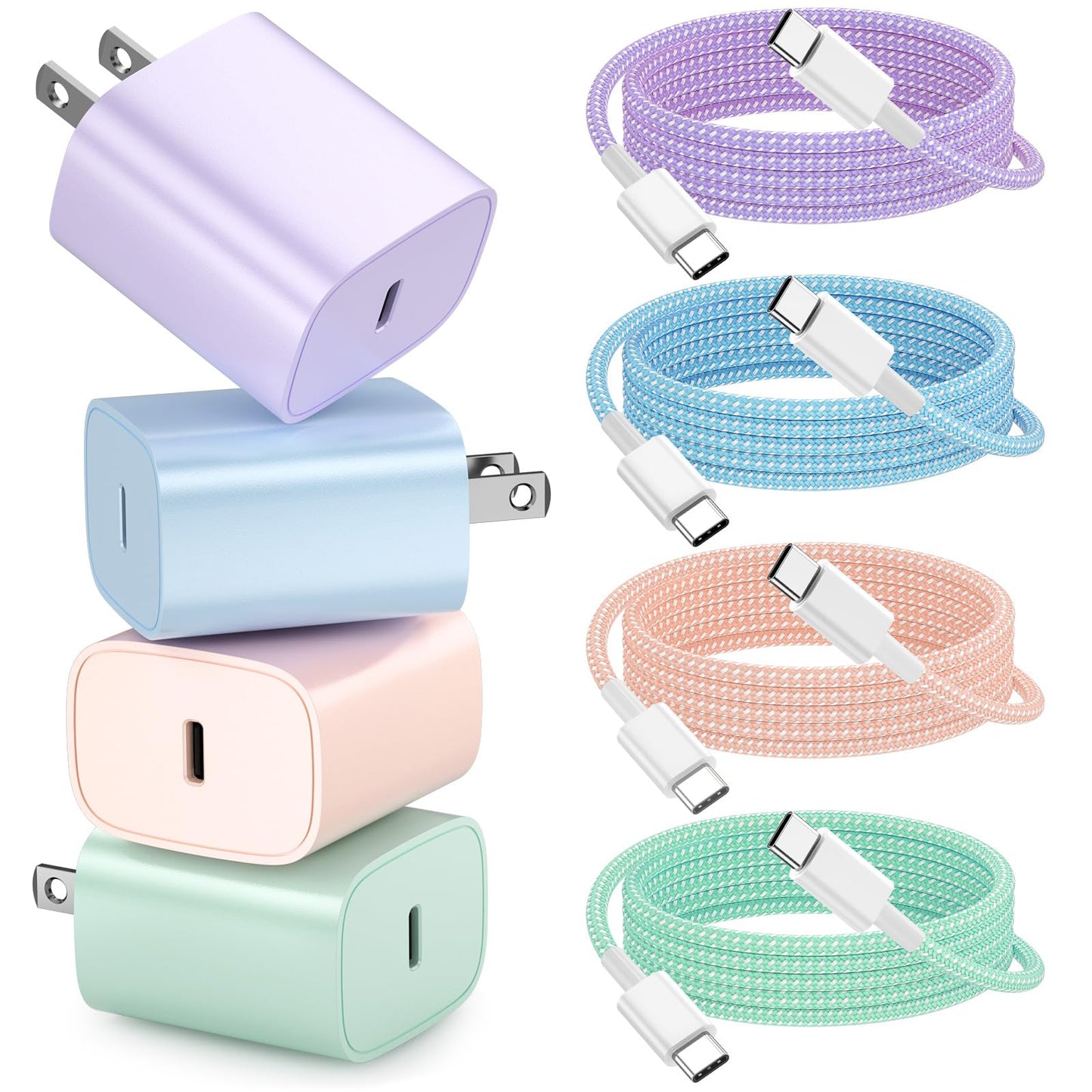 4 Pack USB C Charger for iPhone 16 15 Charger Fast Charging, 20W USB C Fast Charger Block with 6FT USB C to C Cable for iPhone 16 15 Pro Max/15 Plus/iPad Pro12.9/11,iPad Air,iPad mini Android Phones 🍁 All In One Marketplace Canada