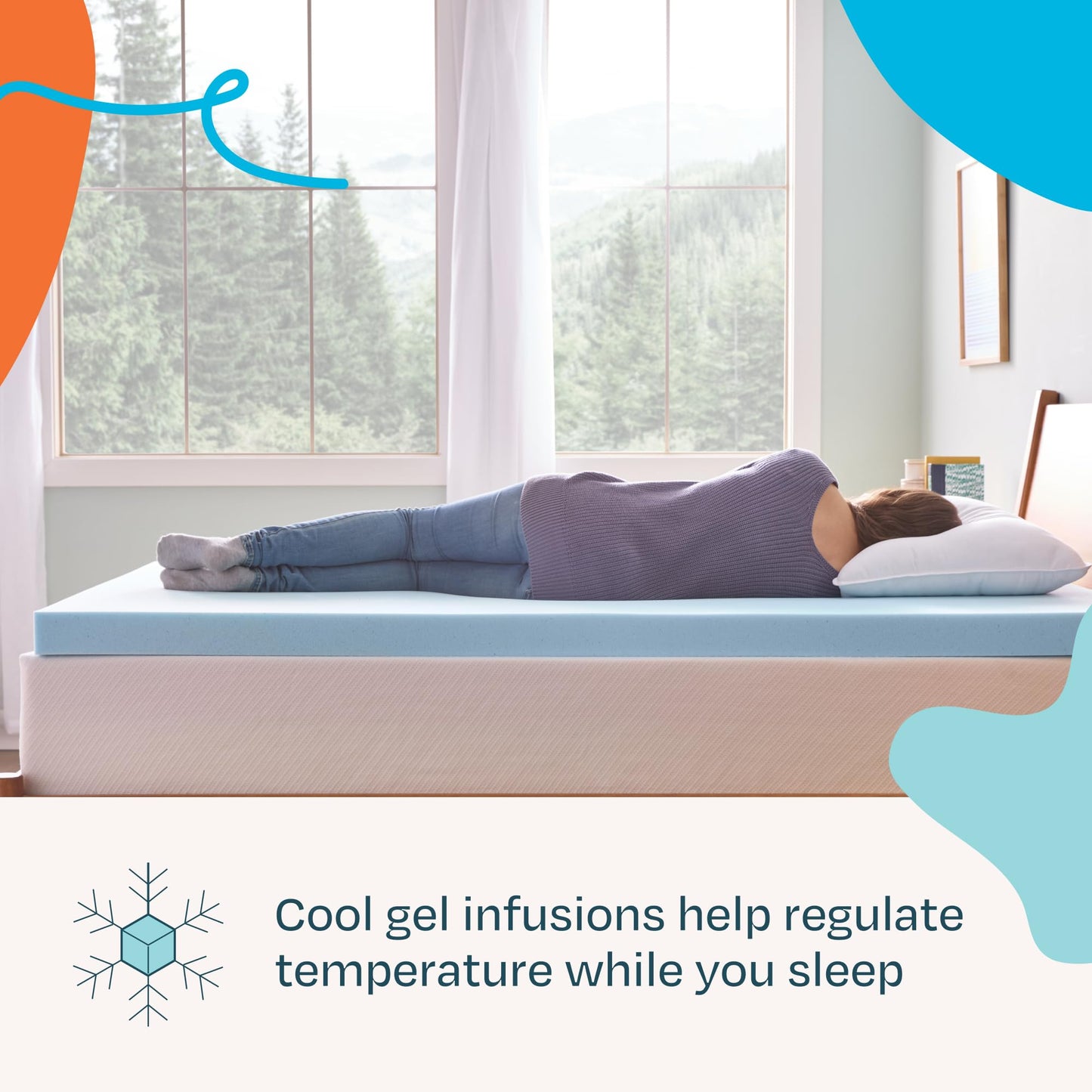 Linenspa 3 Inch Memory Foam Mattress Topper, Gel Infused RV Queen Mattress Topper, CertiPUR-US Certified 🍁 All In One Marketplace Canada