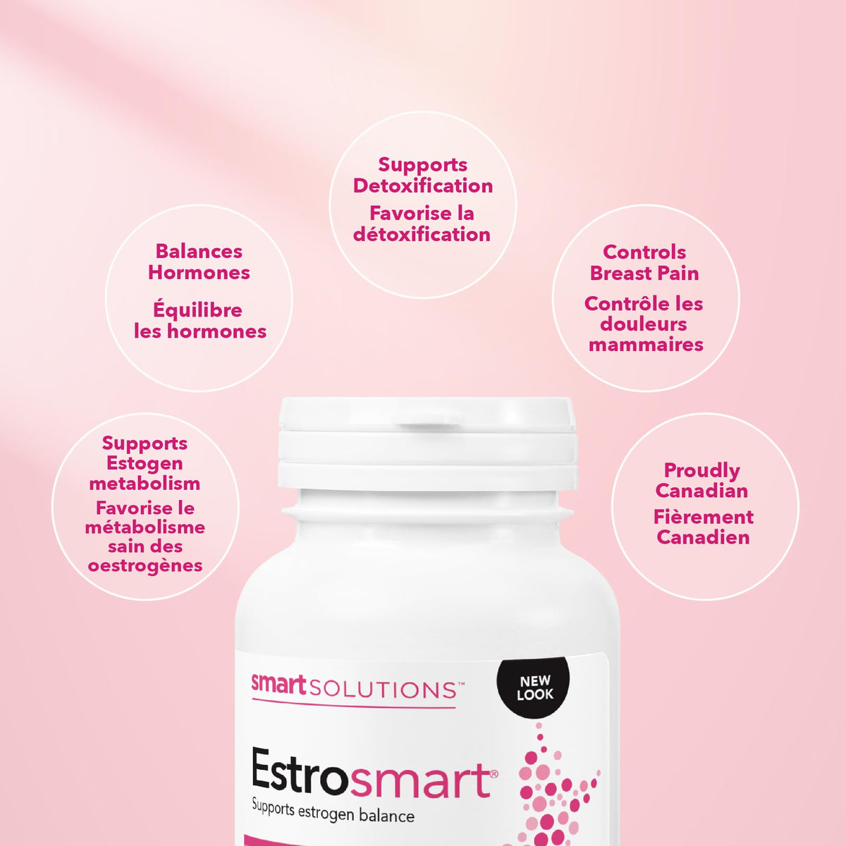 Smart Solutions Estrosmart Vegetarian Capsules, Balances Hormones, Supports Estrogen Metabolism, and Controls Breast Pain. With Calcium D-Glucarate, and DIM, Gluten-Free, Soy-Free, No Artificial Preservatives or Sweeteners, 120 Count