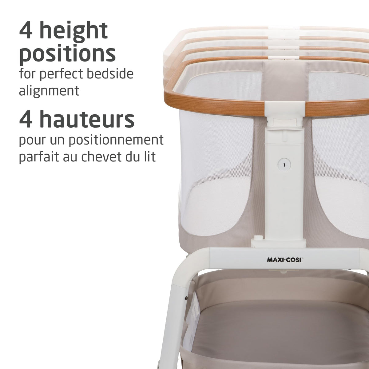 Maxi-Cosi Iora Bedside Bassinet , infant bedside sleeper crib, 4 height positions, portable & folds flat, large storage basket, includes travel bag, Horizon Sand 🍁 All In One Marketplace Canada