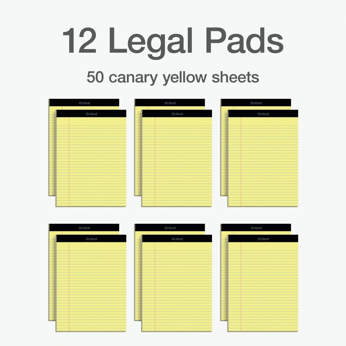 Oxford Legal Pads, 8.5 x 11 Inch, Wide Ruled, Yellow Paper, 50 Sheets per Pad, 12-Pack Notepads for School, Office, Lists, and Note Taking, Letter Size, Double-Sided Writing Pages 🍁 All In One Marketplace Canada