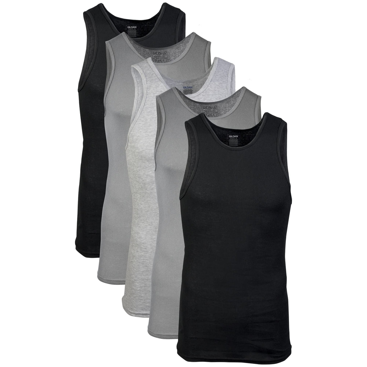 Gildan Men's A-Shirts Tanks Multipack, Grey/Black (5 Pack), XX-Large 🍁 All In One Marketplace Canada