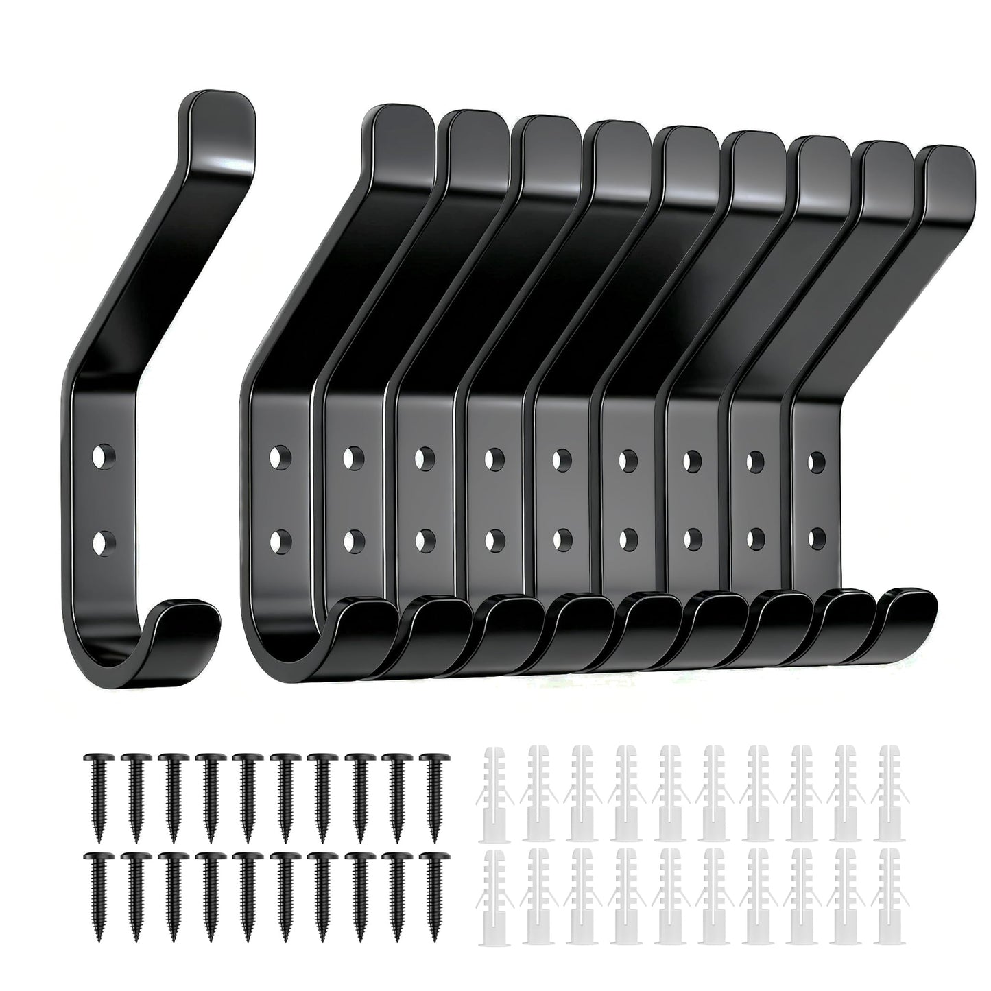 susswiff 10-Pack Coat Hook for Hanging, 10KG (Max), Stainless Wall Hooks for Towel, Hat, Backpack, Key, Clothes, Wall Mounted Coat Hanger for Closet, Black 10 CM 🍁 All In One Marketplace Canada