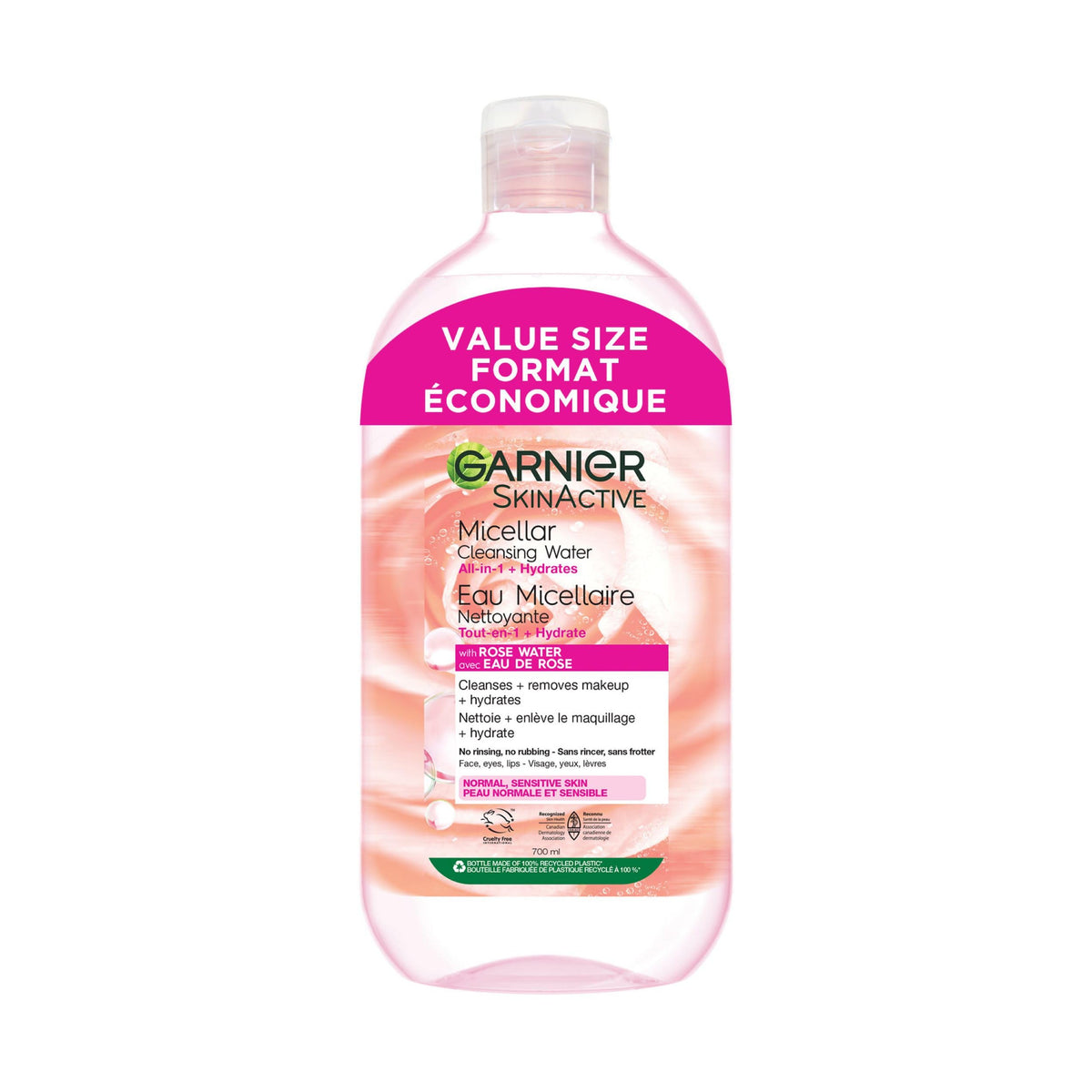 Garnier Micellar Cleansing Water, All-In-One Hydrating Makeup Remover, Face Cleanser With Rose Water & Glycerin, Hypoallergenic, Sensitive to Dry Skin, 700ml 🍁 All In One Marketplace Canada