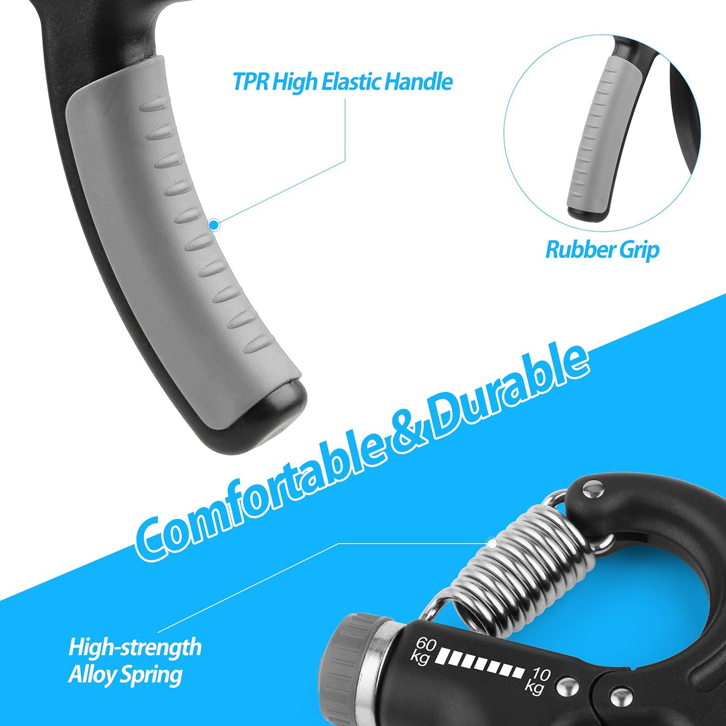 NIYIKOW 2 Pack Hand Grip Strengthener, Grip Strength Trainer, Adjustable Resistance 22-132Lbs (10-60kg), Forearm Strengthener, Perfect for Musicians Athletes - Grey 🍁 All In One Marketplace Canada