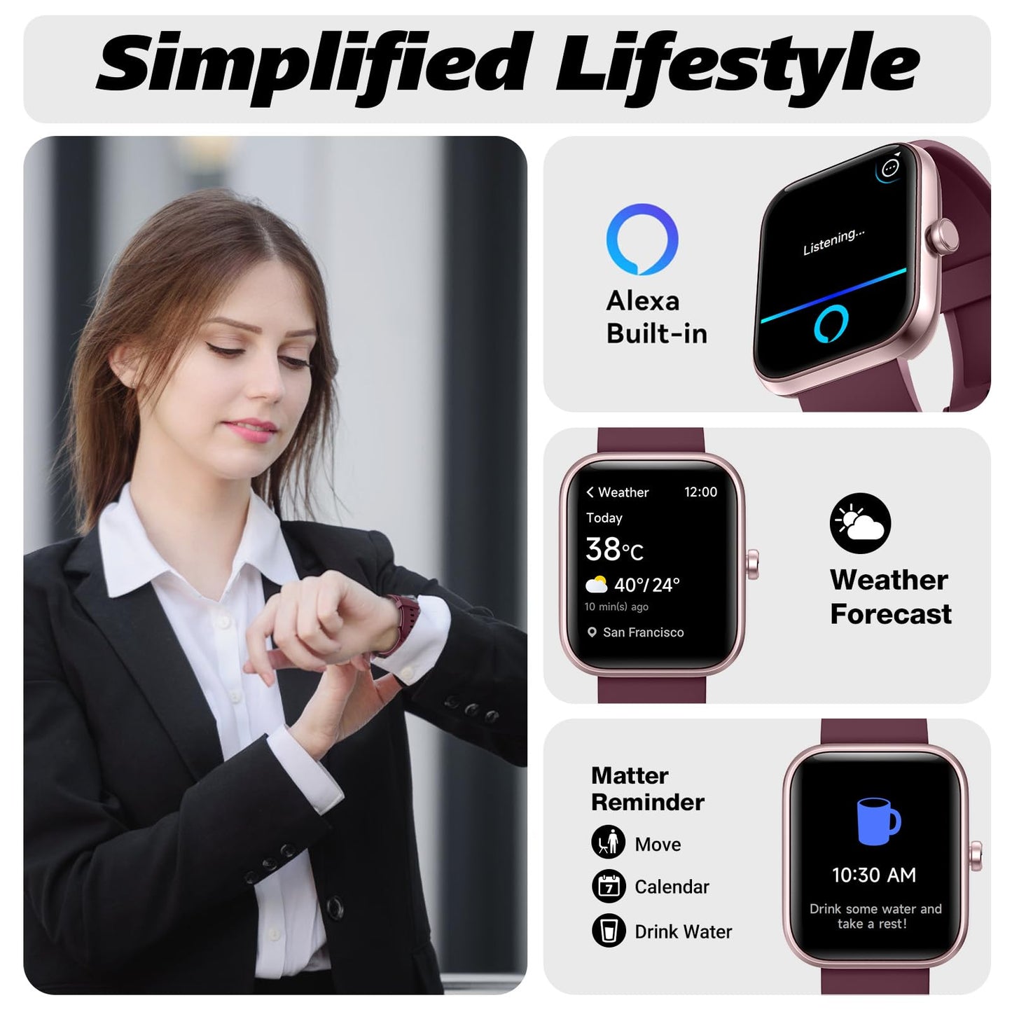 Smart Watch for Men Women with Bluetooth Call, Alexa Built-in, Heart Rate & Sleep Monitor, 1.83" DIY Dial Fitness Watch with 100+ Sport Modes, IP68 Waterproof, Compatible with Android iOS 🍁 All In One Marketplace Canada