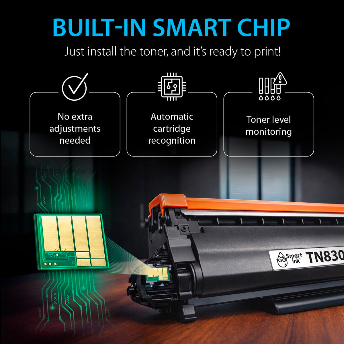 Smart Ink Compatible TN830XL Toner Cartridge Replacement for Brother TN830XL TN830BK TN830 XL with CHIP (2 Pack) to use with DCP-L2640DW HL-L2460DW MFC-L2820DW HL-L2400D HL-L2405W HL-L2865DW Printers 🍁 All In One Marketplace Canada