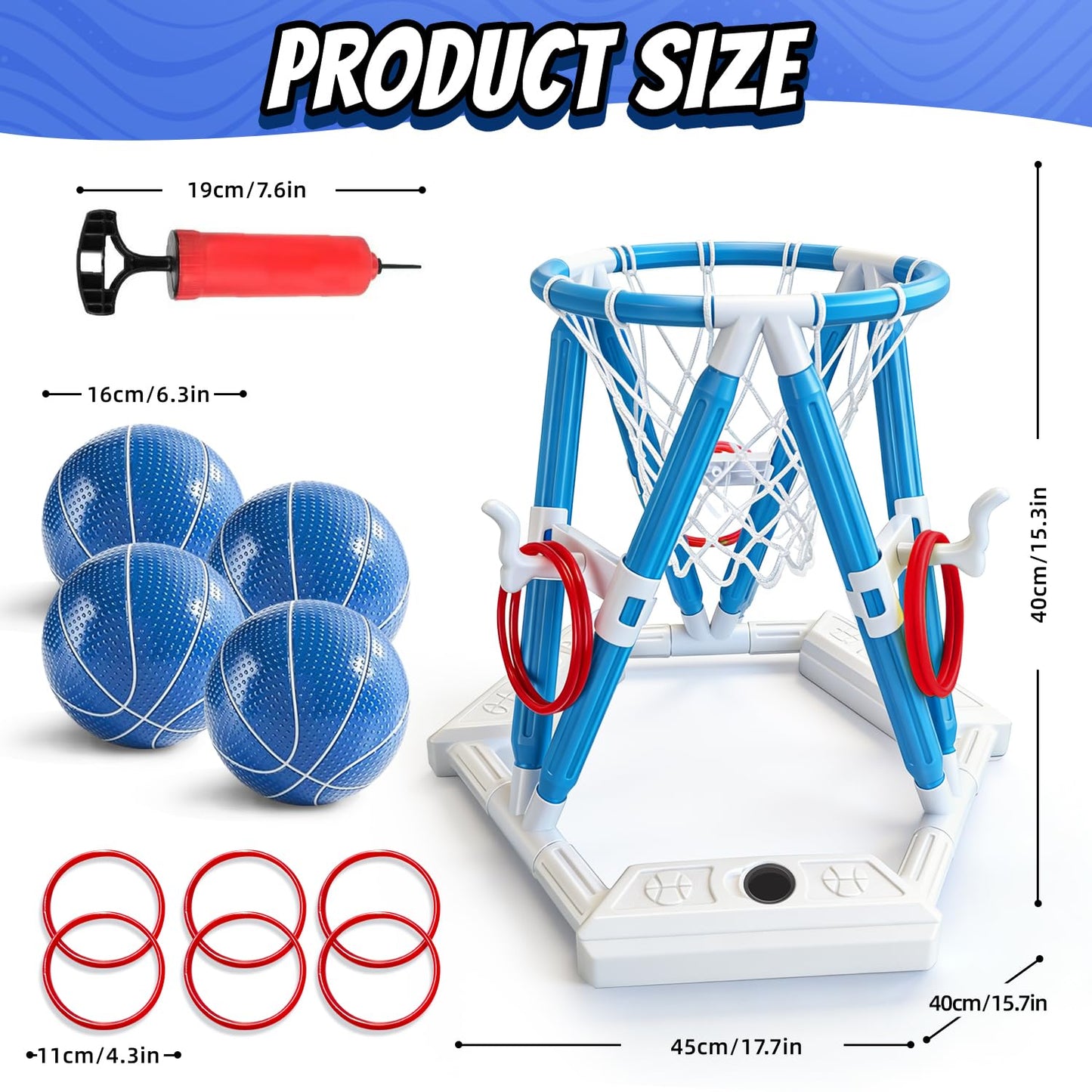 Pool Basketball Hoop Toys, Inflatable Water Basketball Game Pool, Pool Floaties Basketball Hoop Toy Outdoor Toys for Kids Boys Aged 4-18 and Adults (L) 🍁 All In One Marketplace Canada