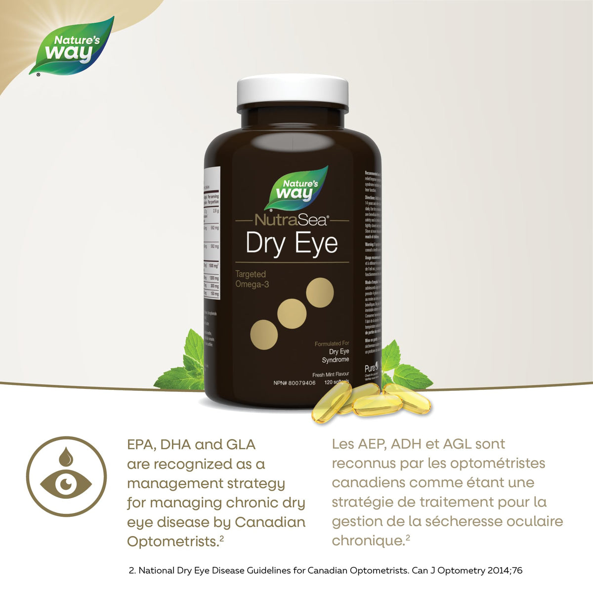 Nature’s Way NutraSea Dry Eye Omega‑3 Supplement – Targeted Eye Health & Tear Support – 1500 mg EPA + DHA with 150 mg GLA – Citrus Flavour Fish Oil – 120 Softgels 🍁 All In One Marketplace Canada