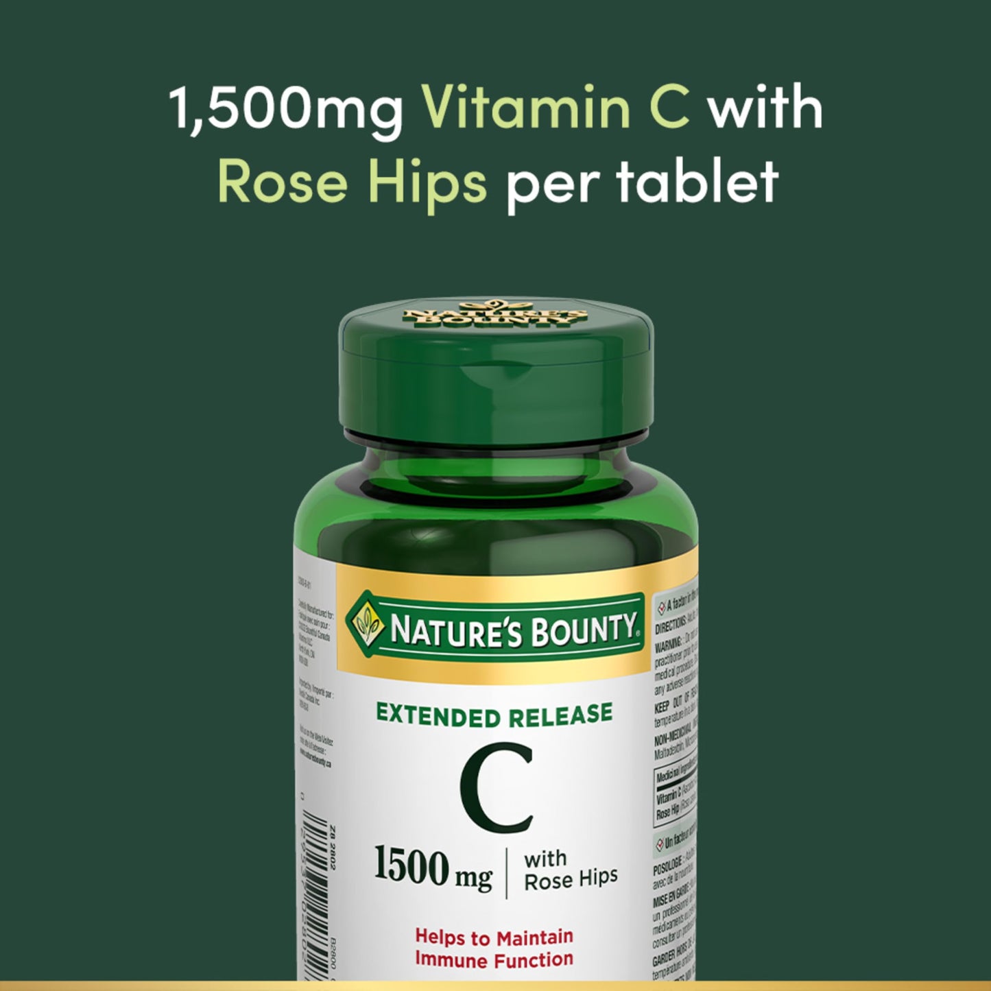 NATURE'S BOUNTY Vitamin C With Rose Hips, 1500 mg, Extended Release, Helps Maintain Immune Function, Coated Tablets, 192.7 g 🍁 All In One Marketplace Canada