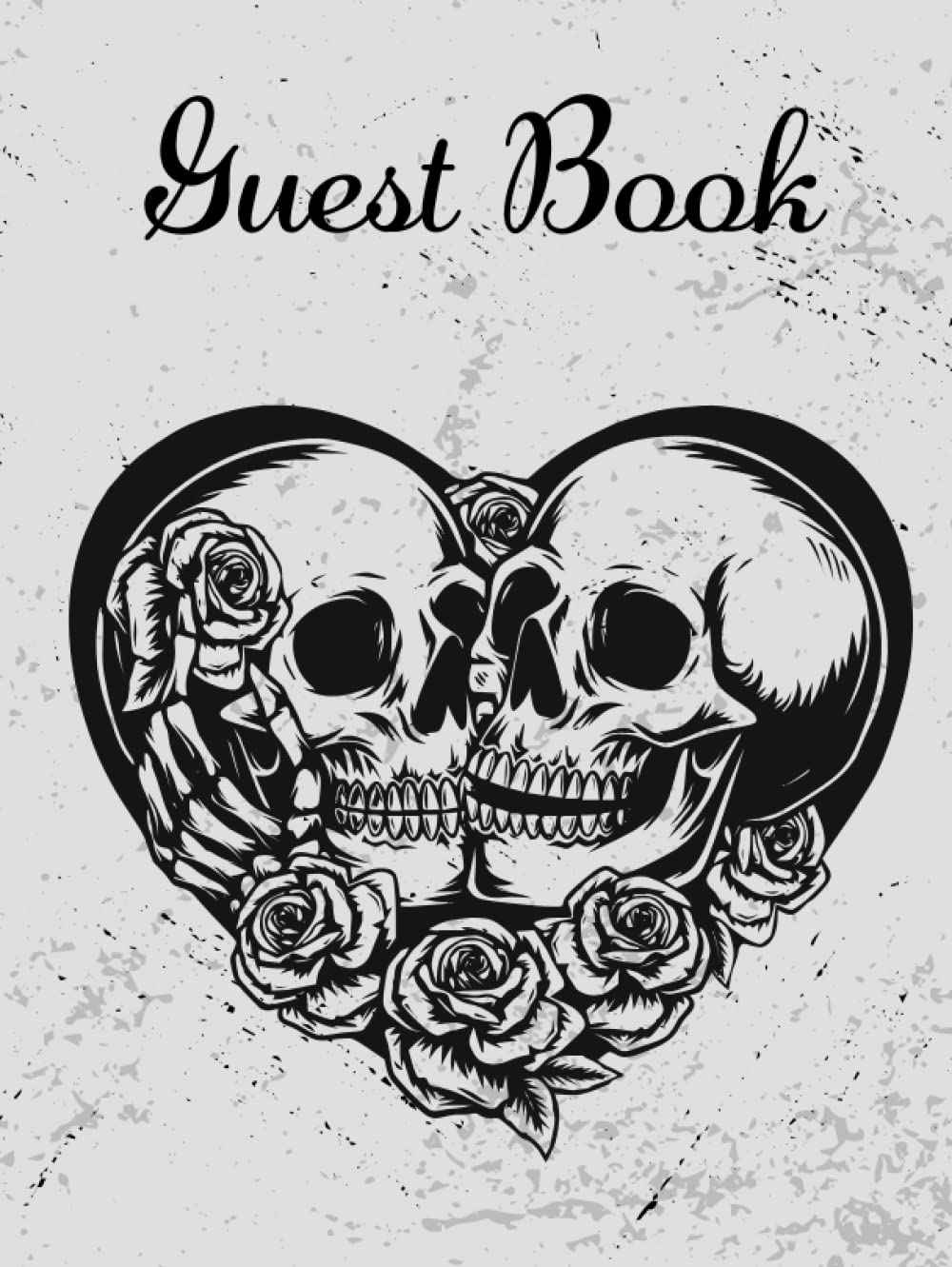 Guest Book: A Beautiful Halloween Wedding Guest Book with Gothic Flowers and Skull Design